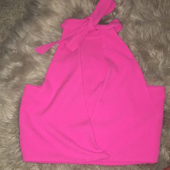 Backless J.O.A Crop top bow tie blue pink open - Picture 7 of 7